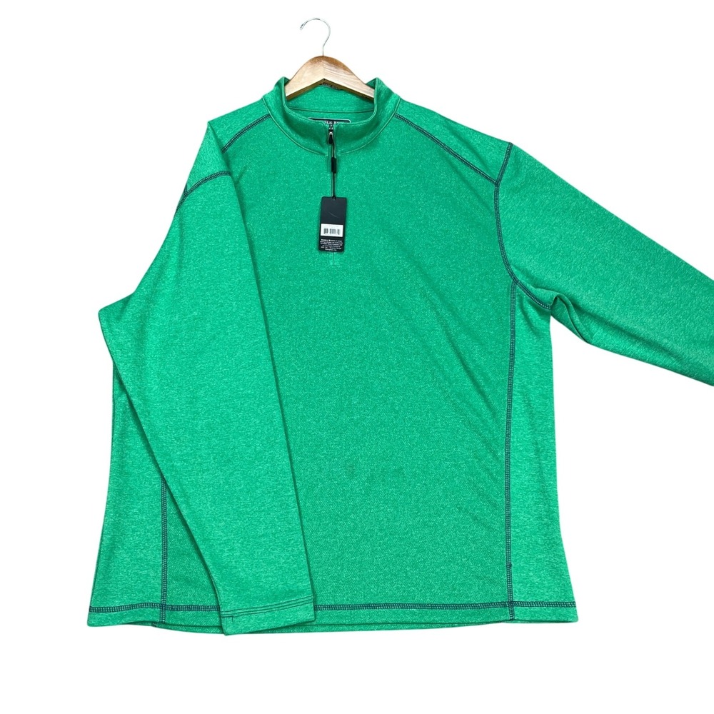 Pebble Beach Pullover Mens XL Green Heathered Quarter Zip Golf Performance NEW